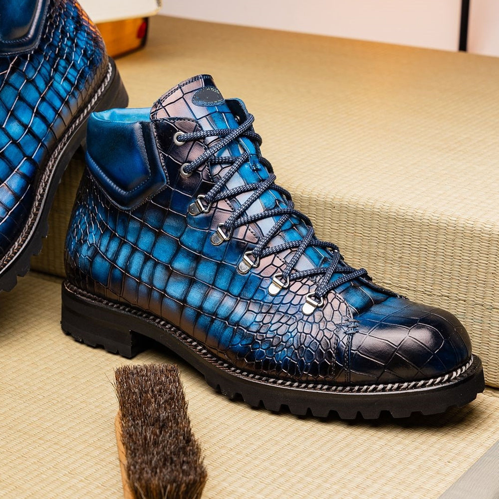 Lincoln Alligator Loafer - Ice Blue Patina