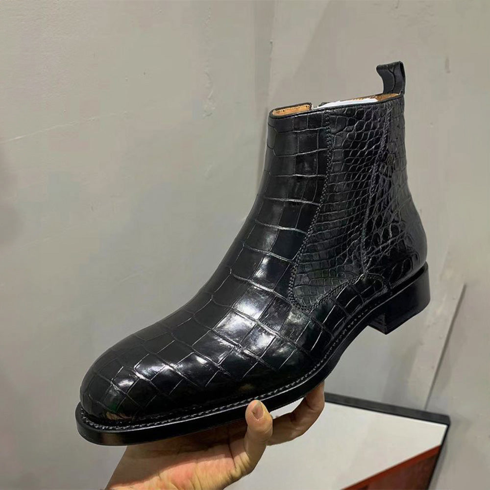 Vintage Low Heel Stone Print Low Boots