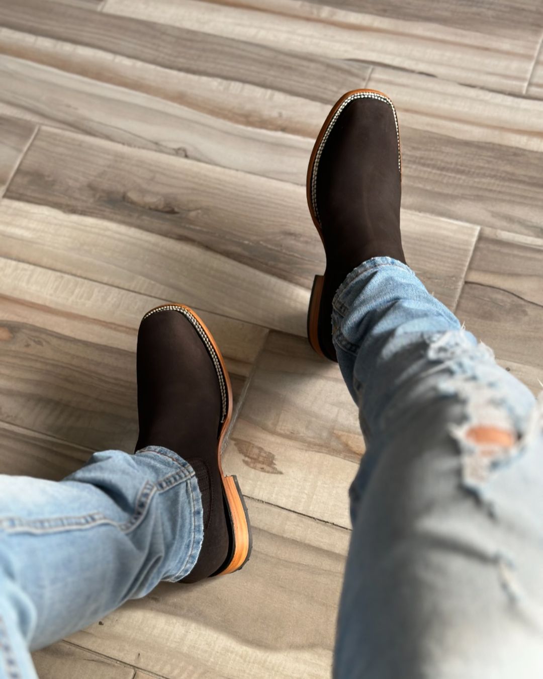 Men’s Short Ankle Boots Square Toe Handcrafted Rodeo Cowboy Boots