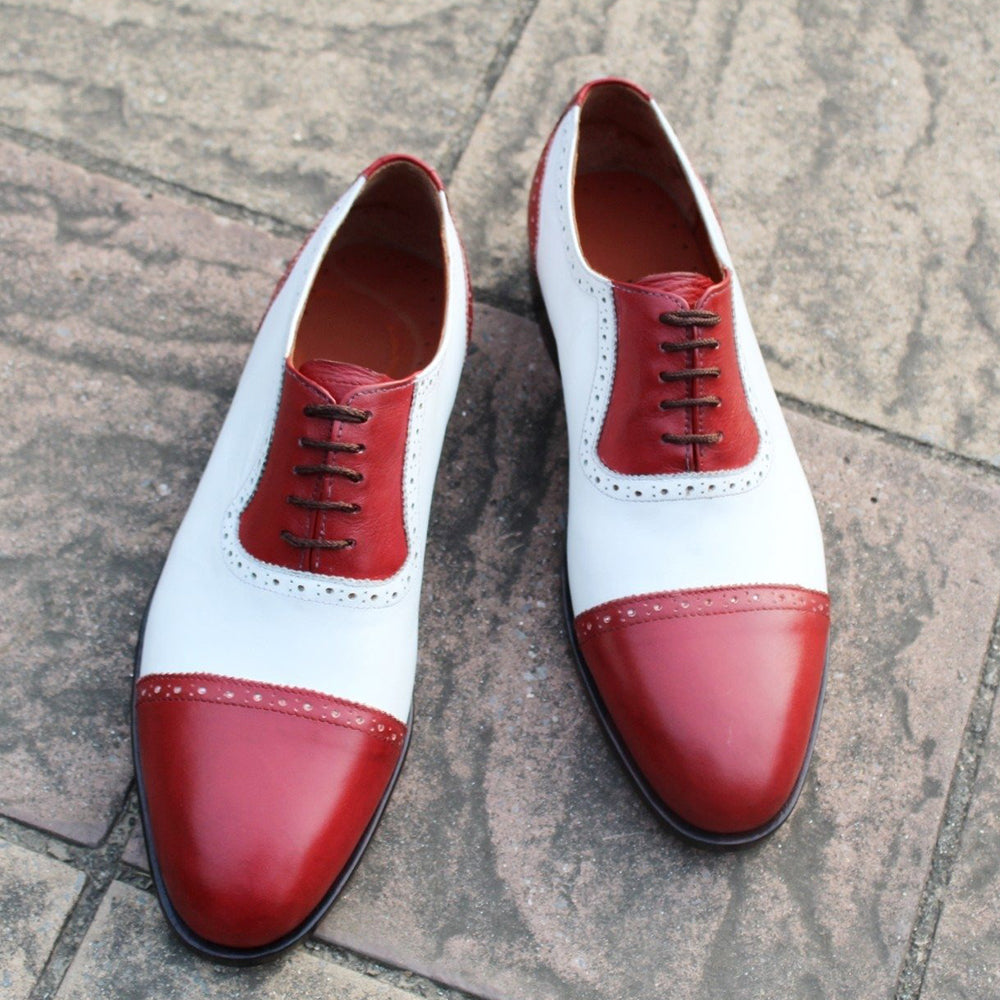 Classic Red White Oxford Dress Shoes