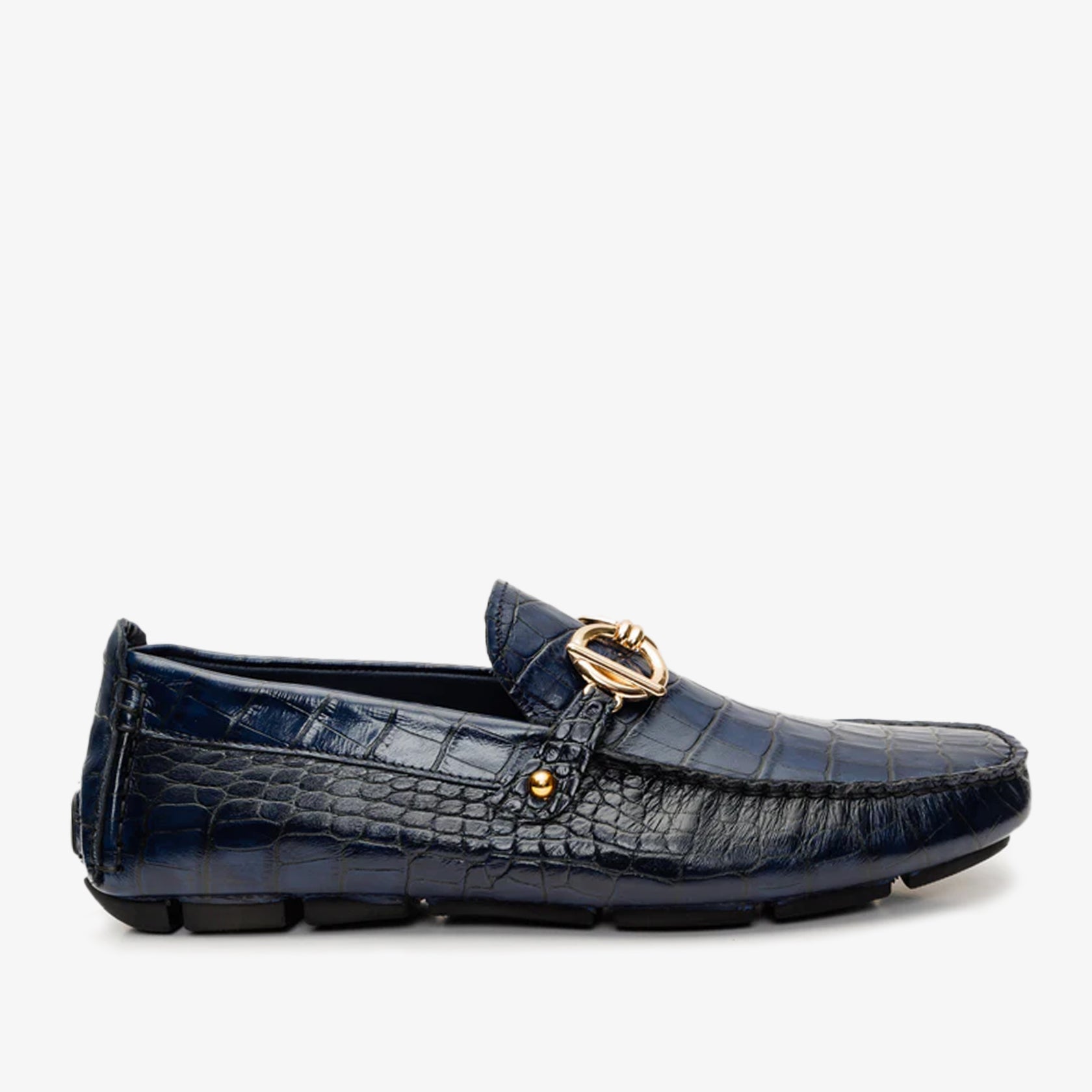 The Pisa Black Leather Bit Drive Loafer Men Shoe