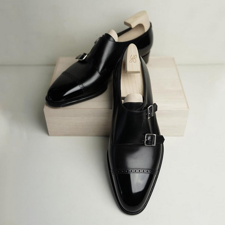 Men's fashion business high-end glossy monk shoes