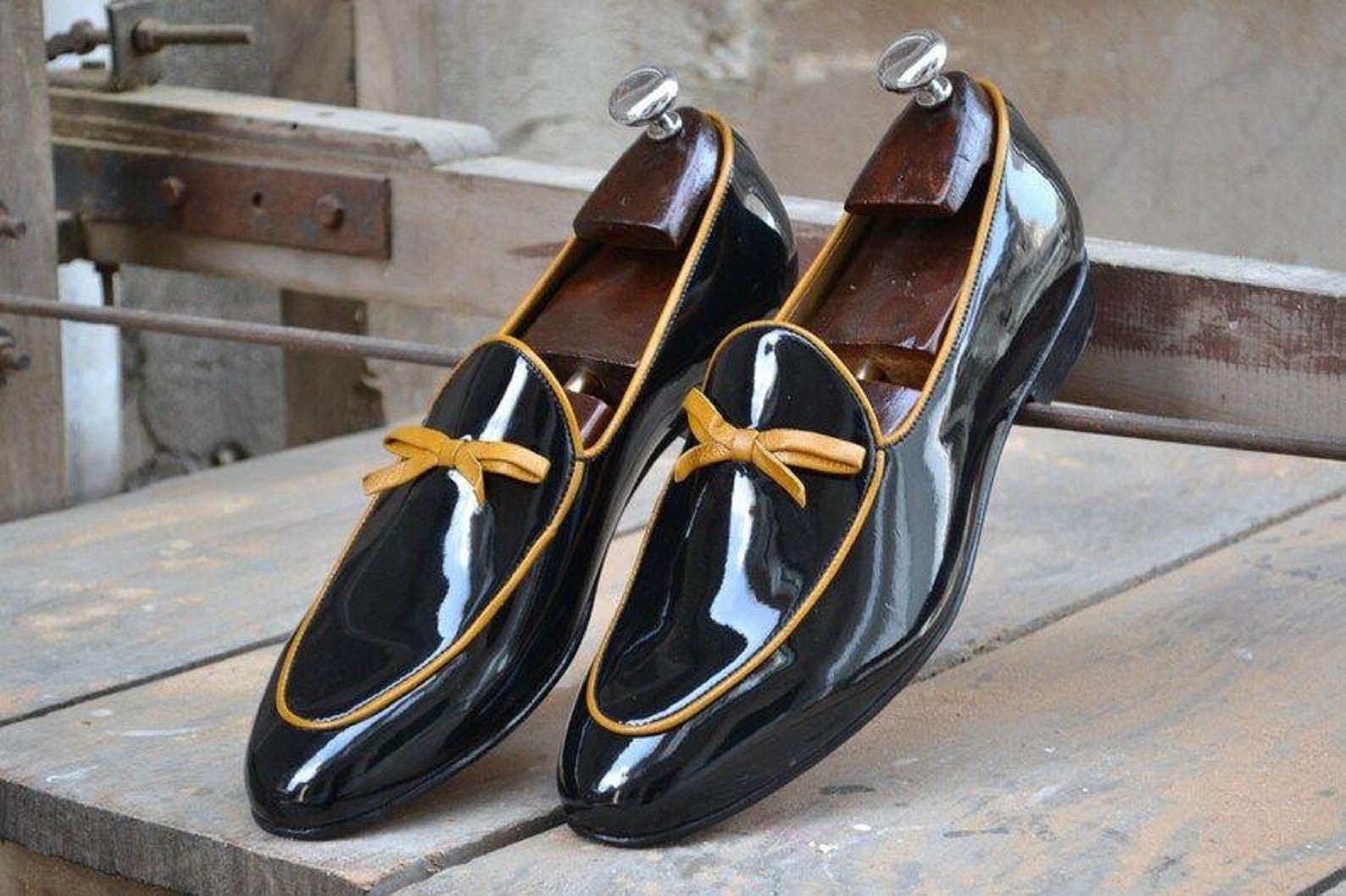 Handmade Black Patent Leather Loafers