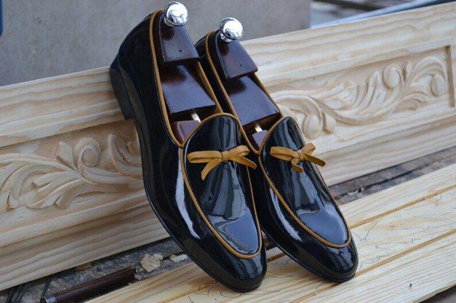 Handmade Black Patent Leather Loafers