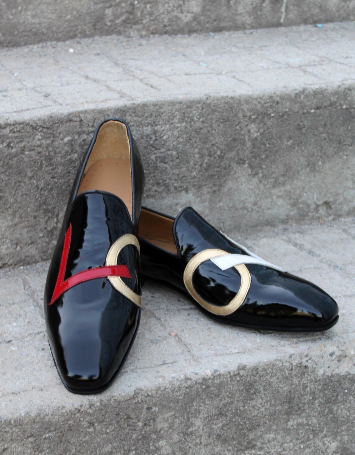 Crafted Leather Black Patent Leather Loafers
