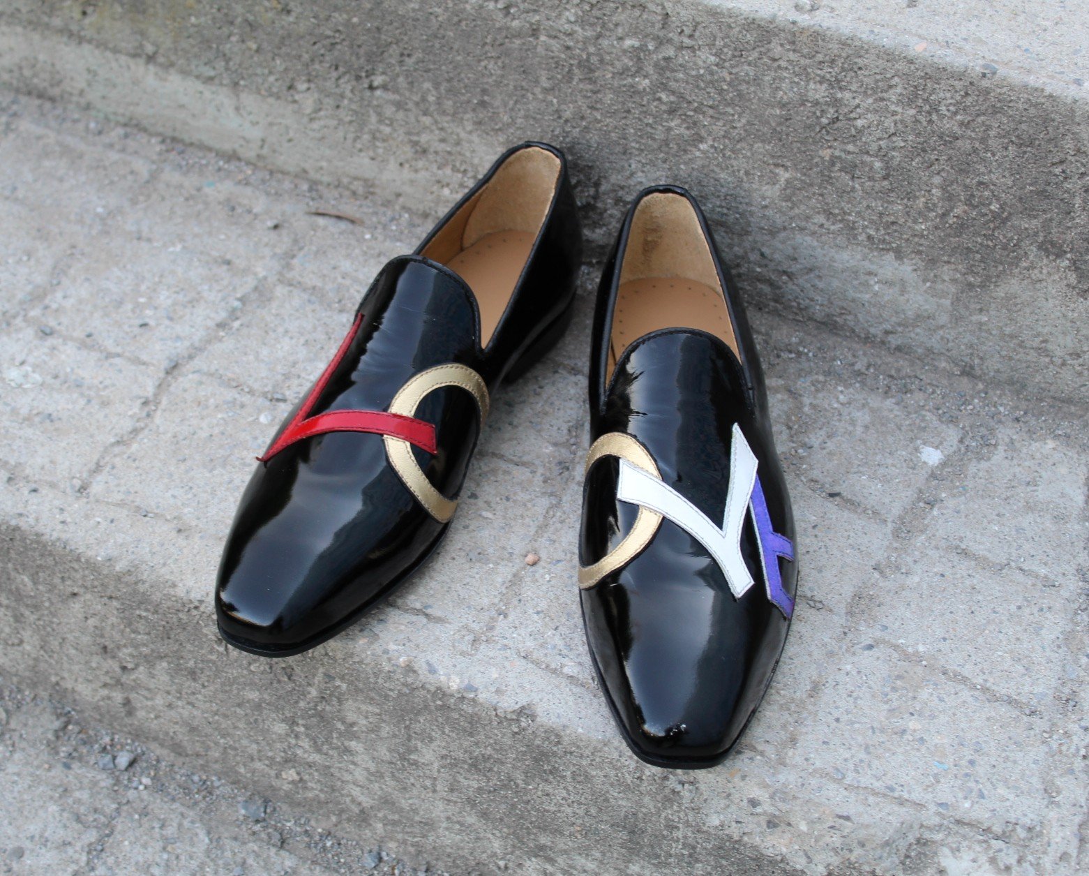 Crafted Leather Black Patent Leather Loafers