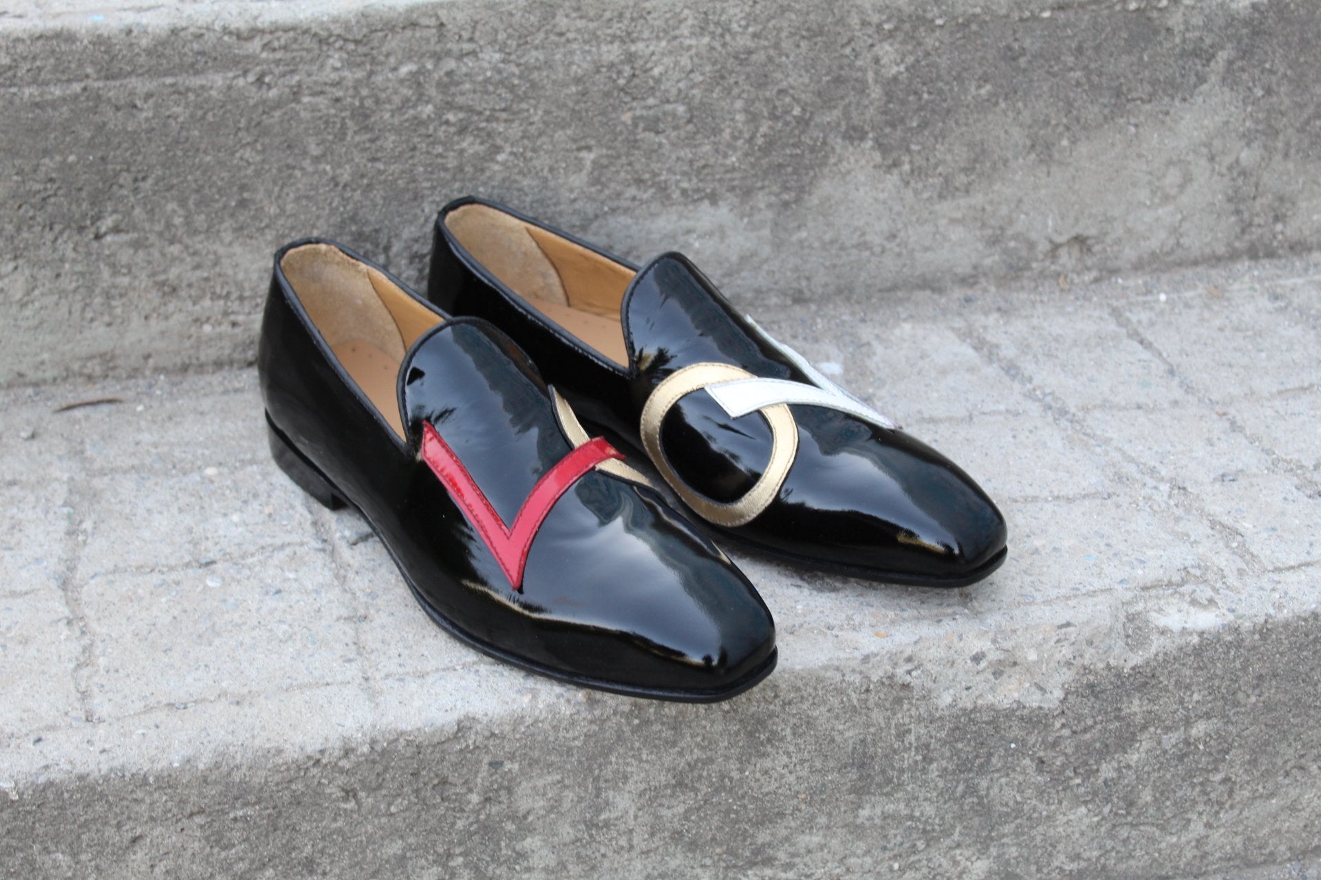 Crafted Leather Black Patent Leather Loafers
