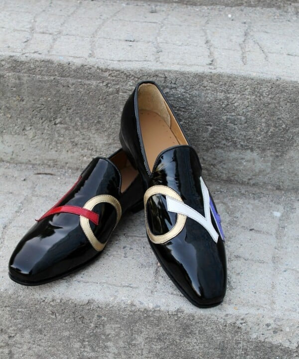 Crafted Leather Black Patent Leather Loafers