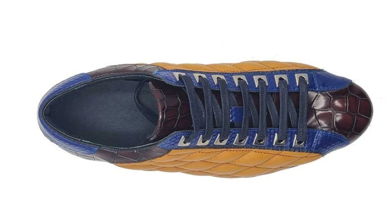 Crocodile Embossed Leather Lace Up Sneaker