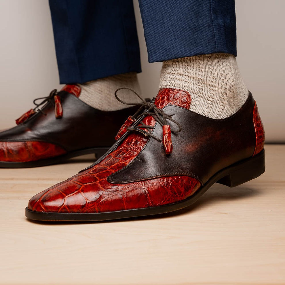 Cognac Alligator & Calfskin Dress Shoes