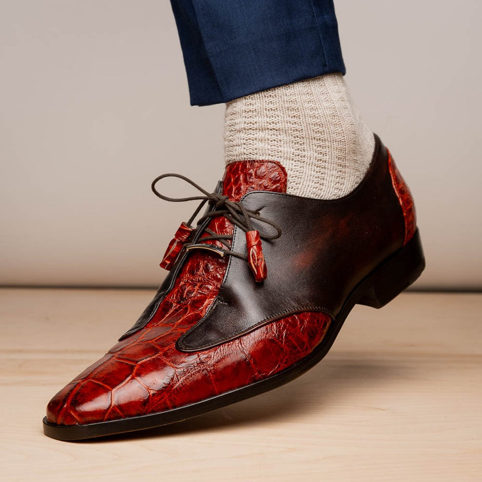 Cognac Alligator & Calfskin Dress Shoes