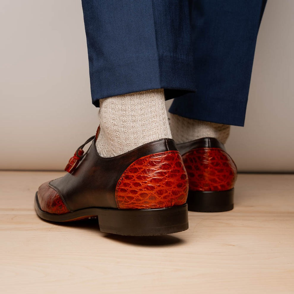 Cognac Alligator & Calfskin Dress Shoes