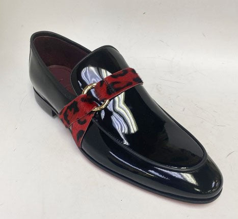 Patent Leather Loafer with Leopard Print Strap