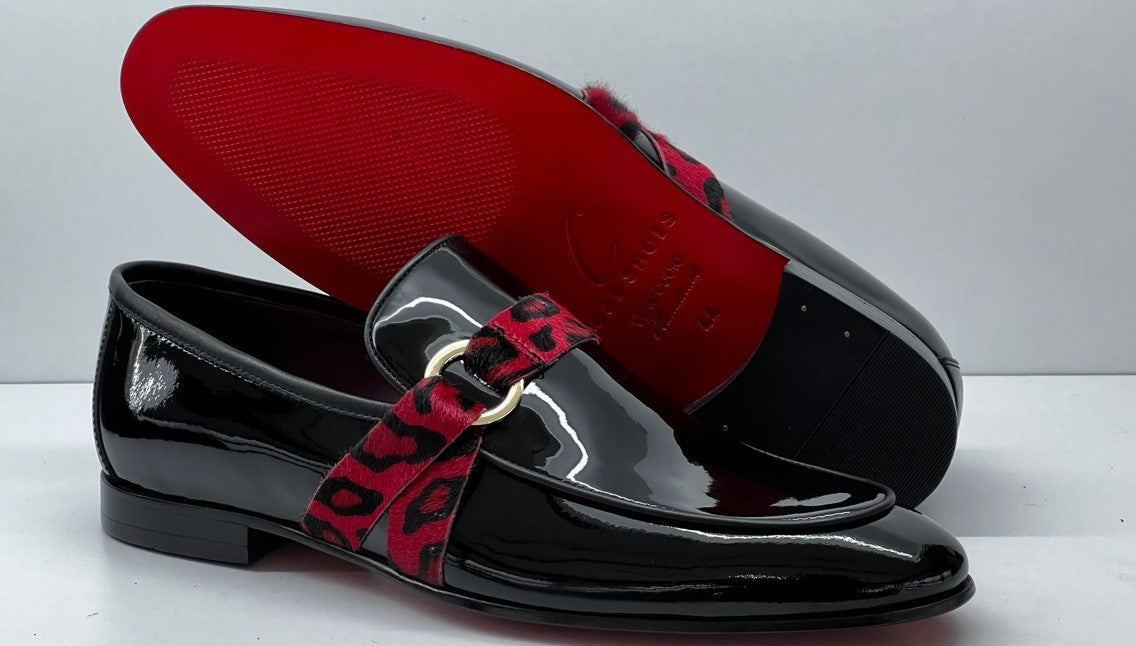 Patent Leather Loafer with Leopard Print Strap