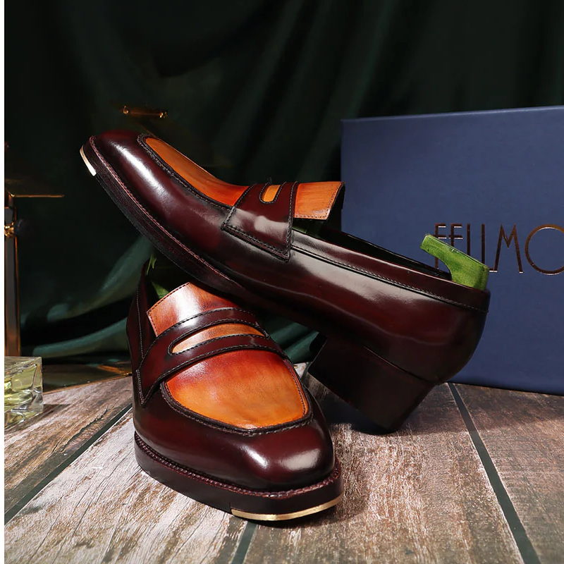 Dual Tone Tan Penny Loafers