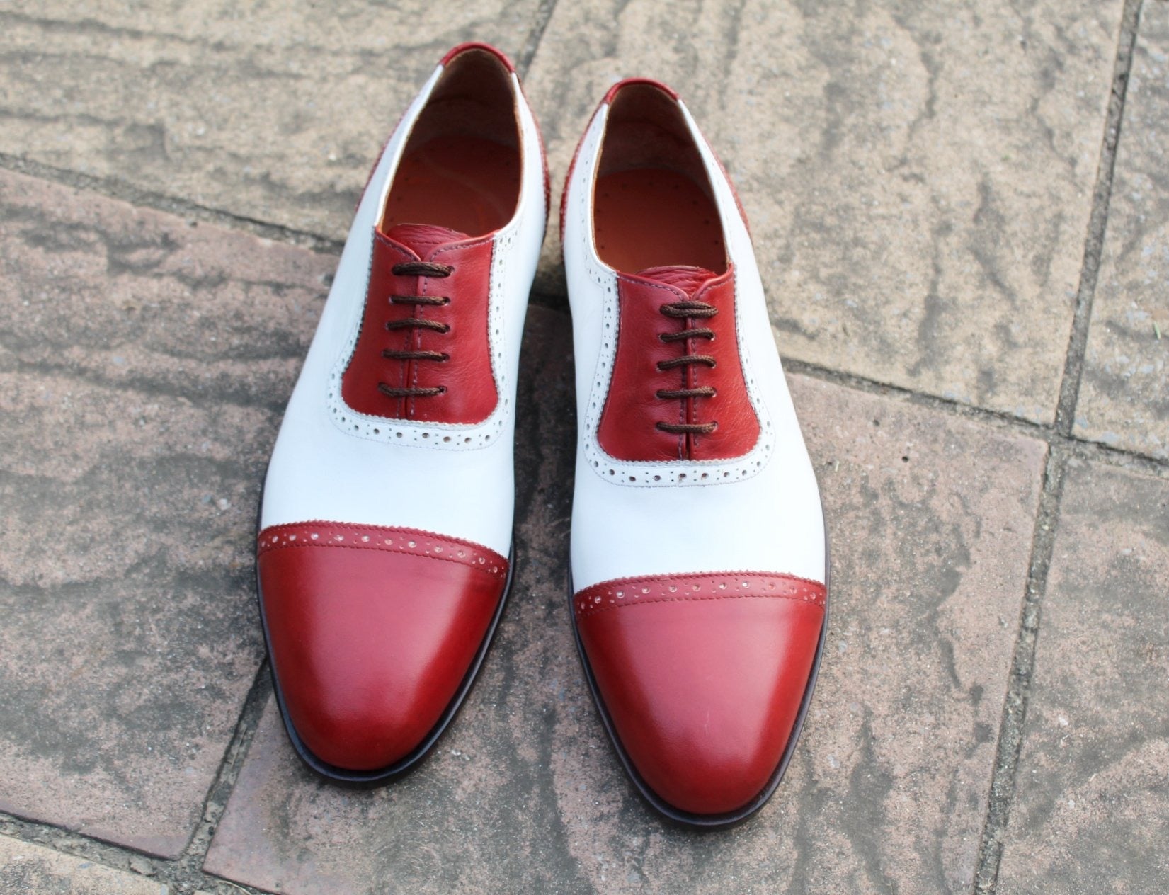 Classic Red White Oxford Dress Shoes
