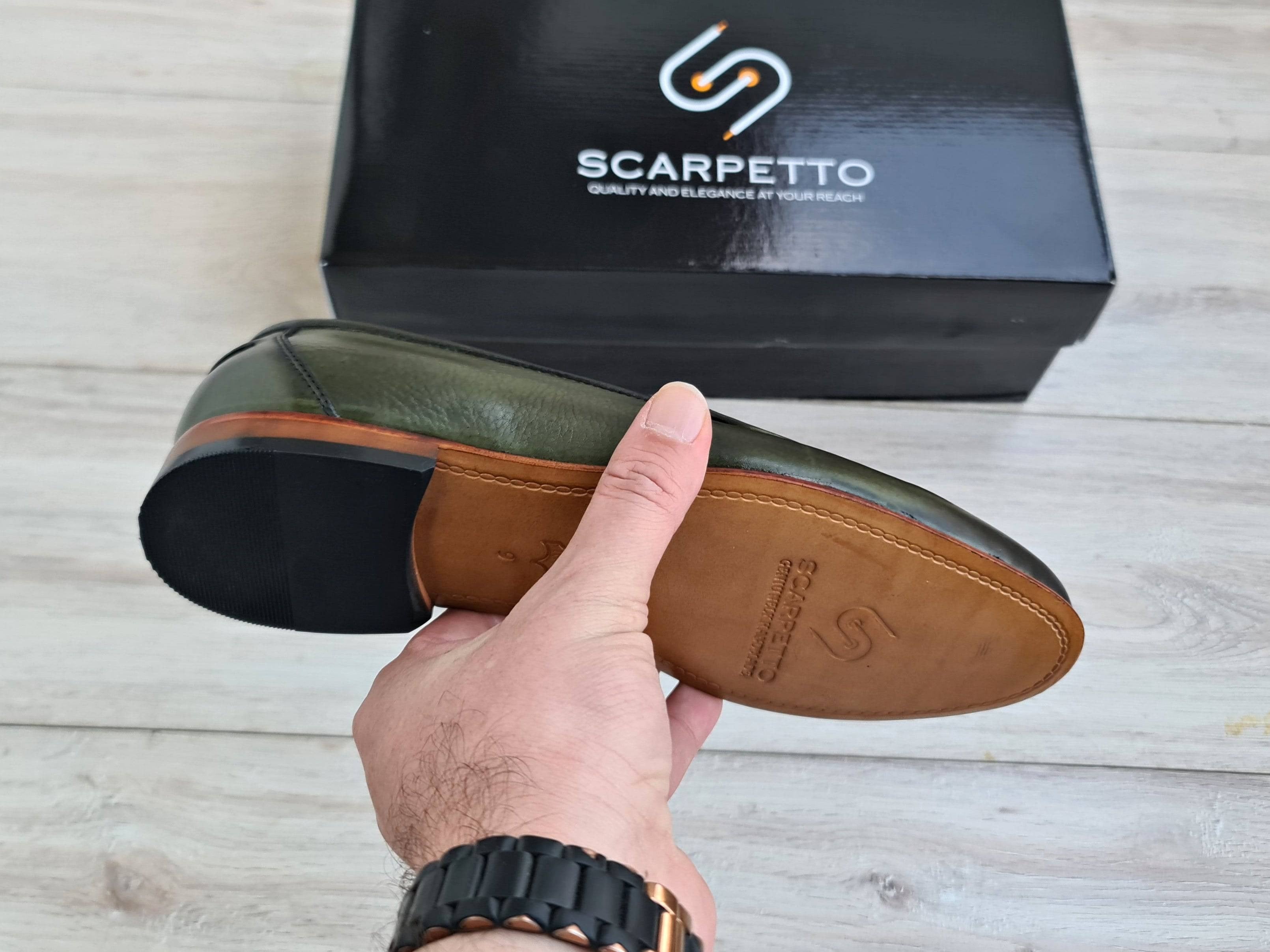 Green Men's Genuine Leather Loafers