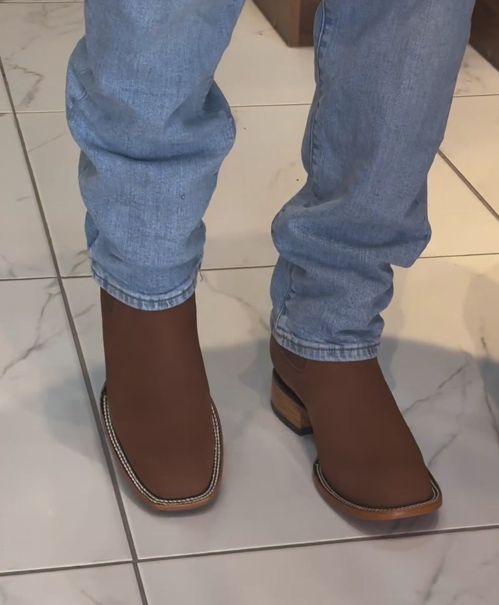 Men’s Short Ankle Boots Square Toe Handcrafted Rodeo Cowboy Boots