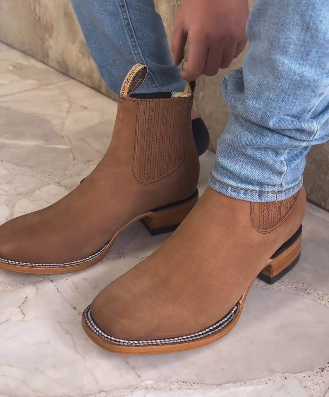Men’s Short Ankle Boots Square Toe Handcrafted Rodeo Cowboy Boots