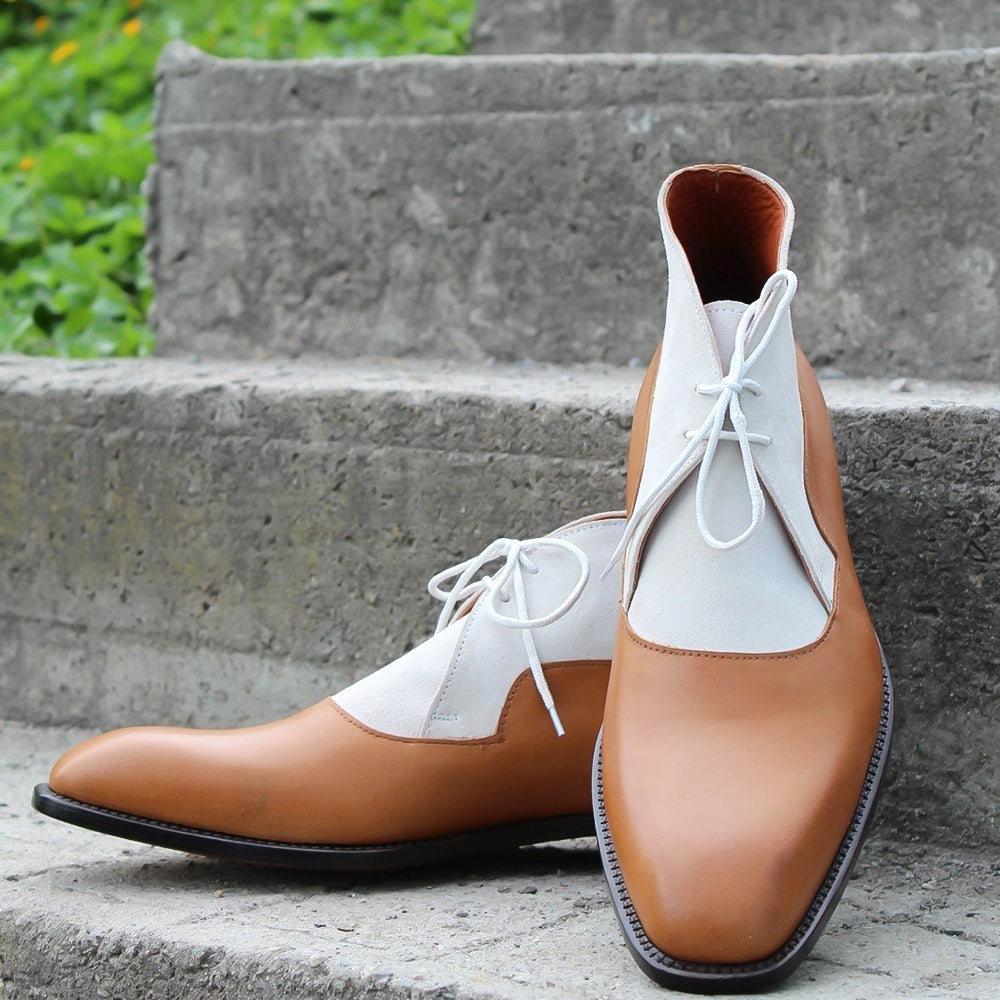 Brown White Leather Chukka Boot