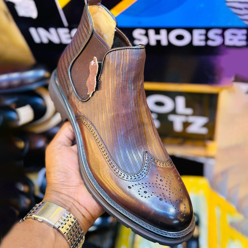 Men's Carve Wingtip Patchwork Boots