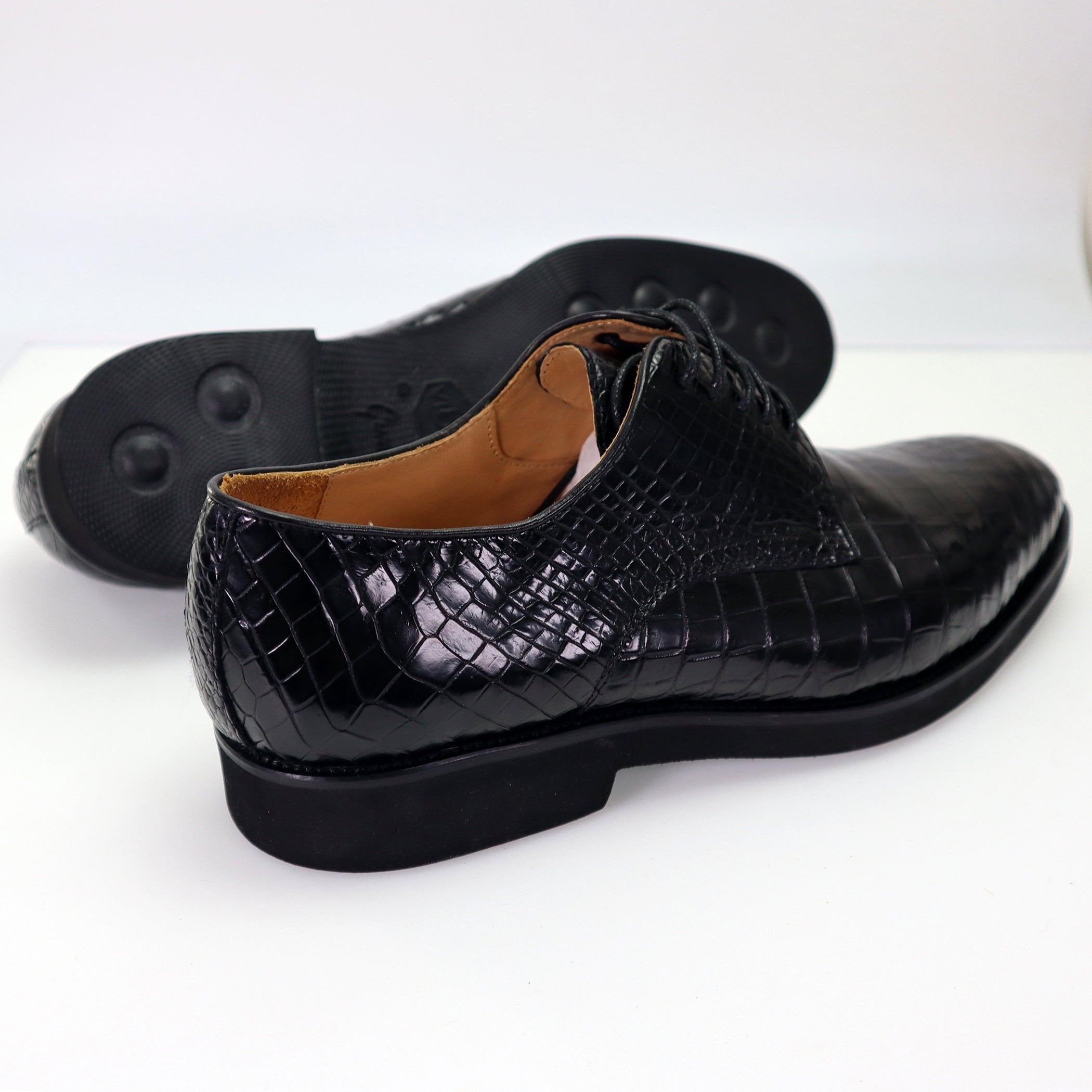Belly Genuine Alligator Shoes Alligator Derby Perforated Lace-Up Dress Shoes