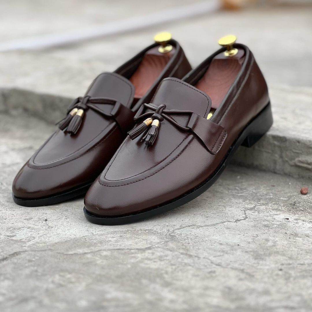 Brown/Black Leather Loafer Shoes-103