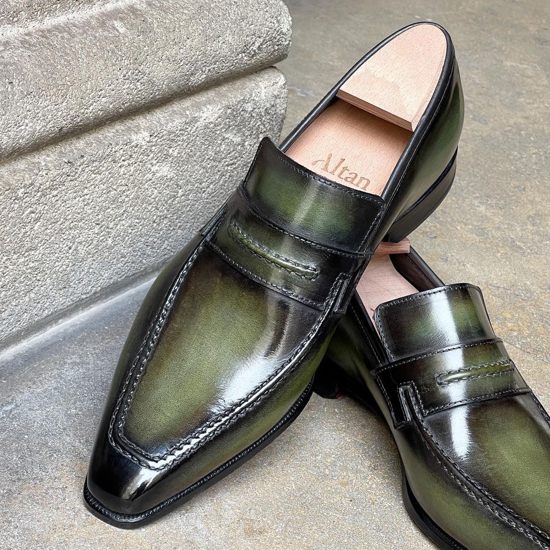 Lincoln Loafer with our Pistaccio signature patina