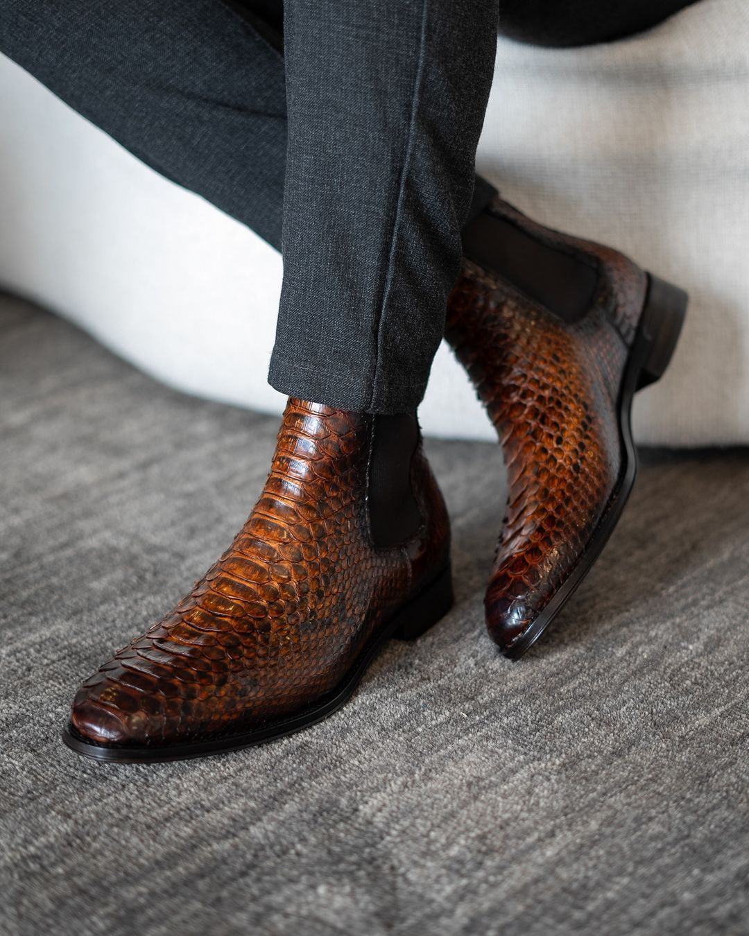 Italian Handmade Python Ankle Boots