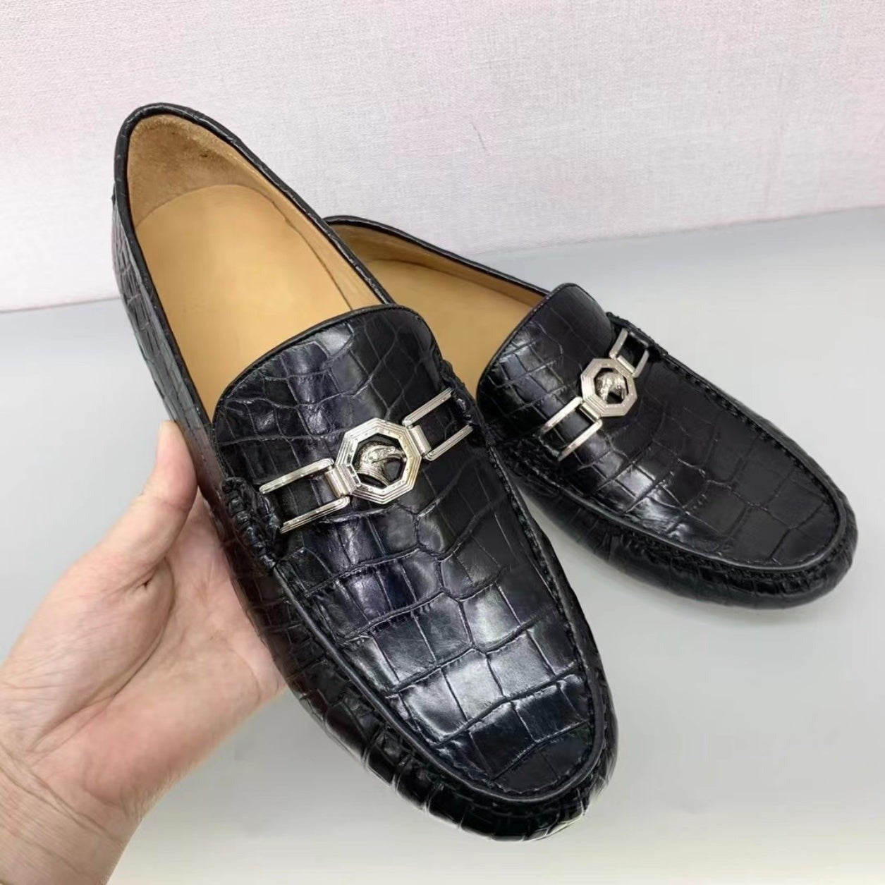 Men's Shoes Genuine Crocodile Alligator Skin Leather Handmade