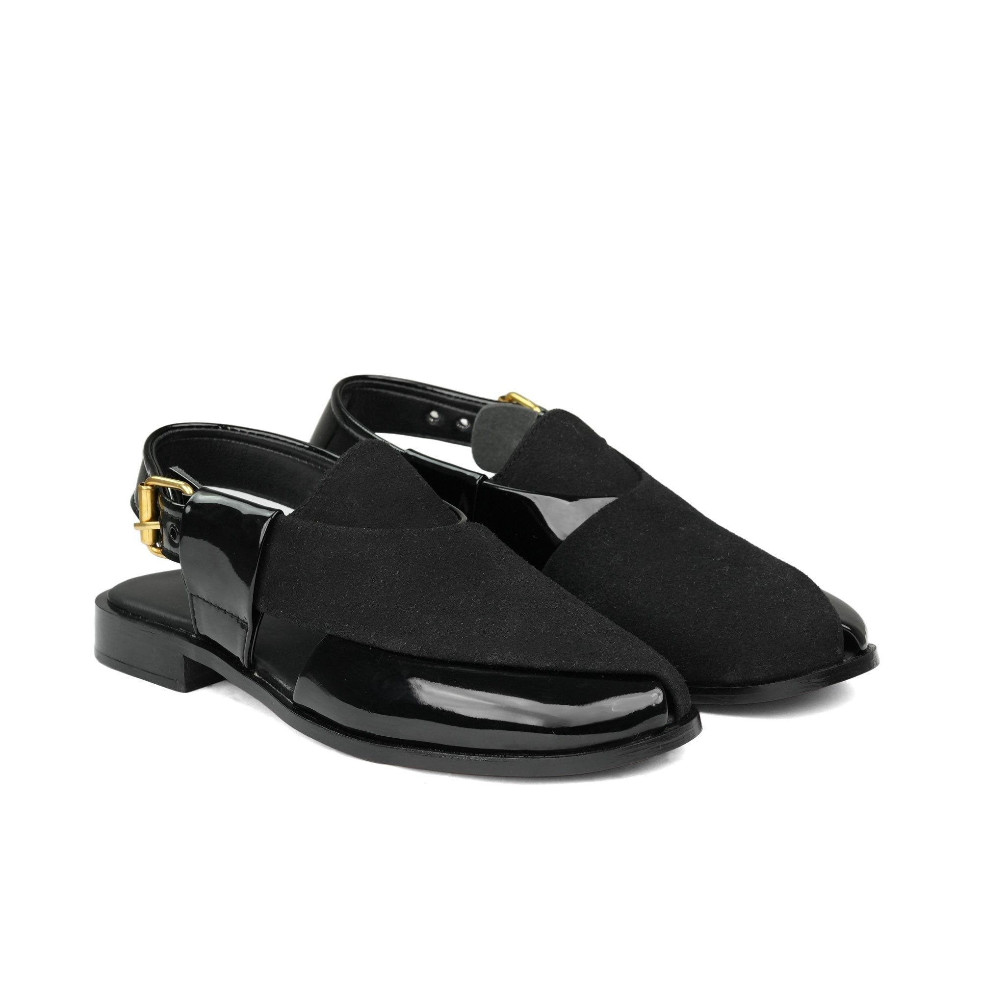 Black Suede & Patent Peshawari DD20