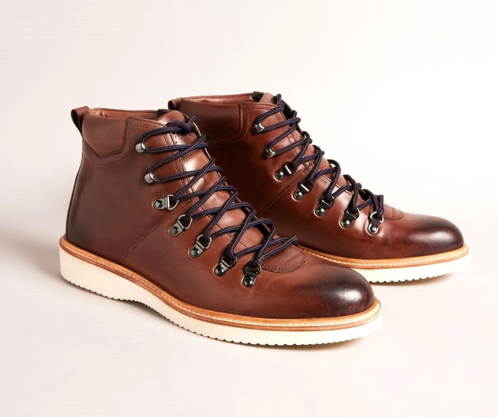 TED BAKER Liykere Men's Brown Leather Round Toe Hiker Boots