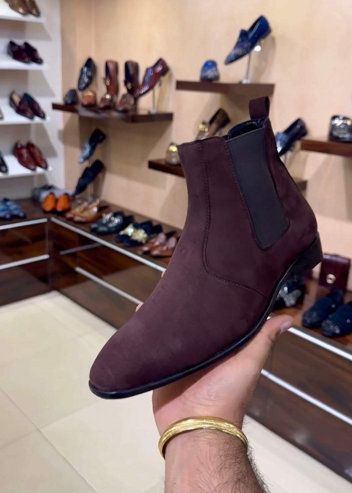 Pure Italian Wine Suede Chelsea Boots