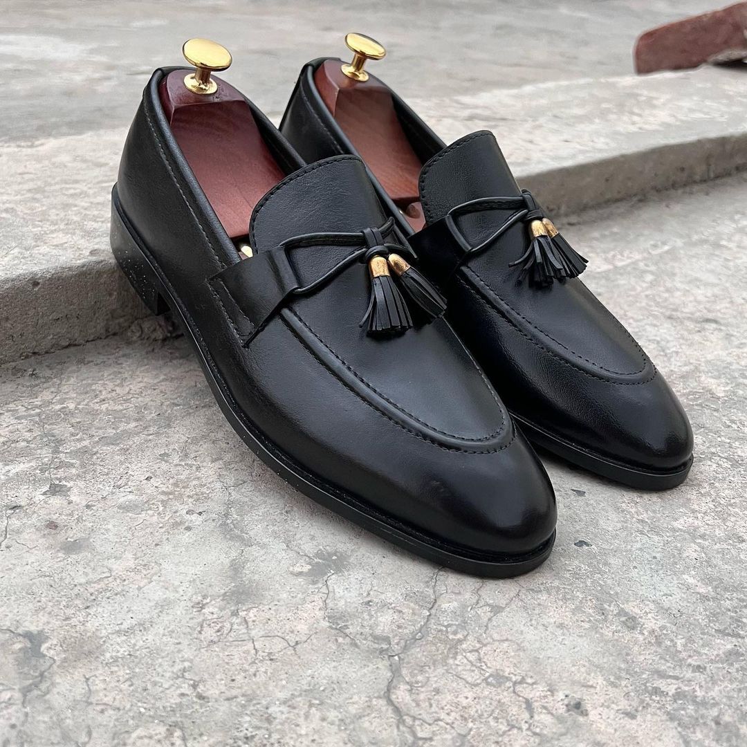 Brown/Black Leather Loafer Shoes-103