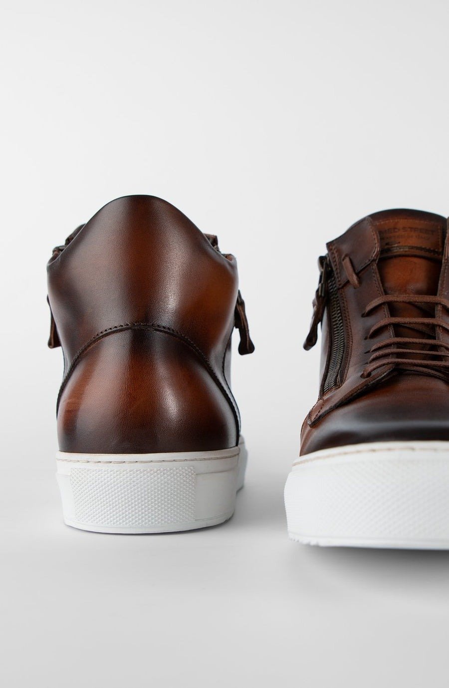 SOHO cocoa-brown patina high sneakers