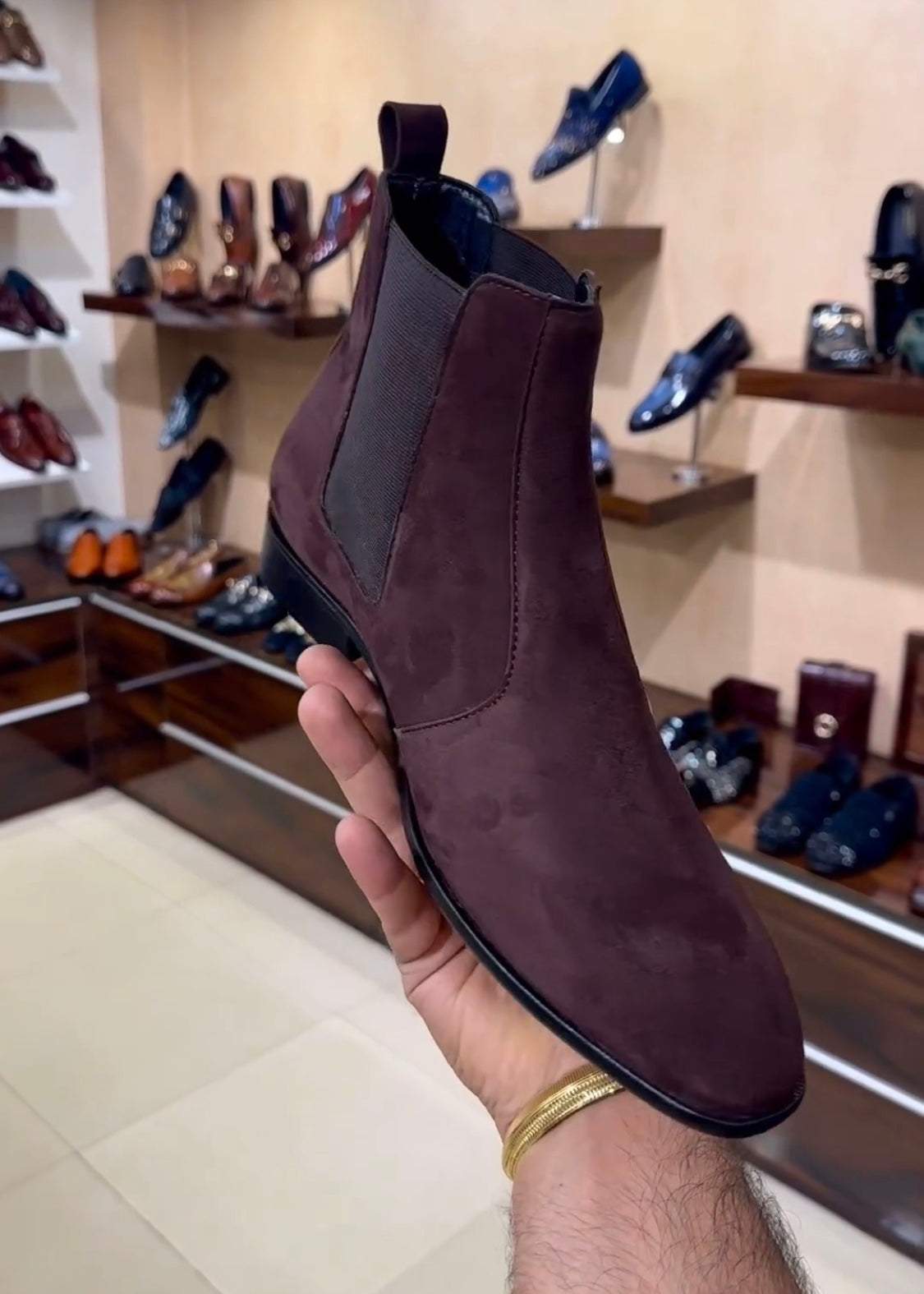Pure Italian Wine Suede Chelsea Boots