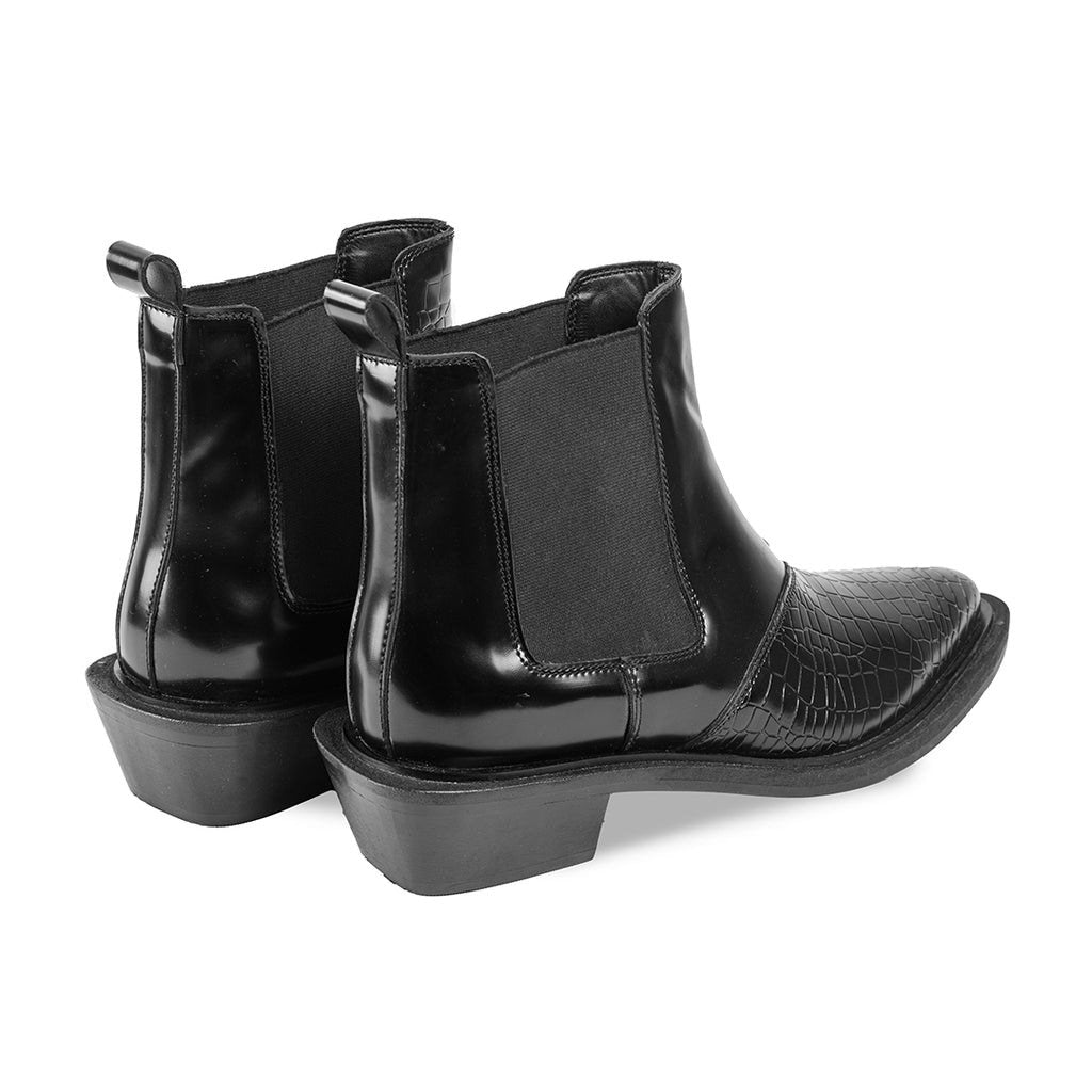 Pointed Boots With Croco Detail