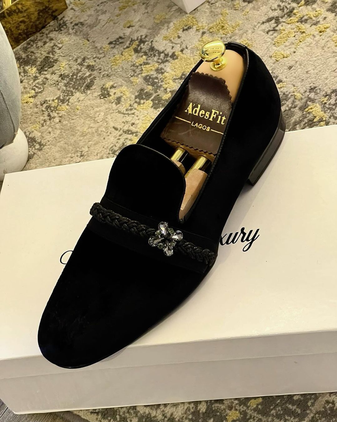 Black Velvet and Rhinestone Shoes