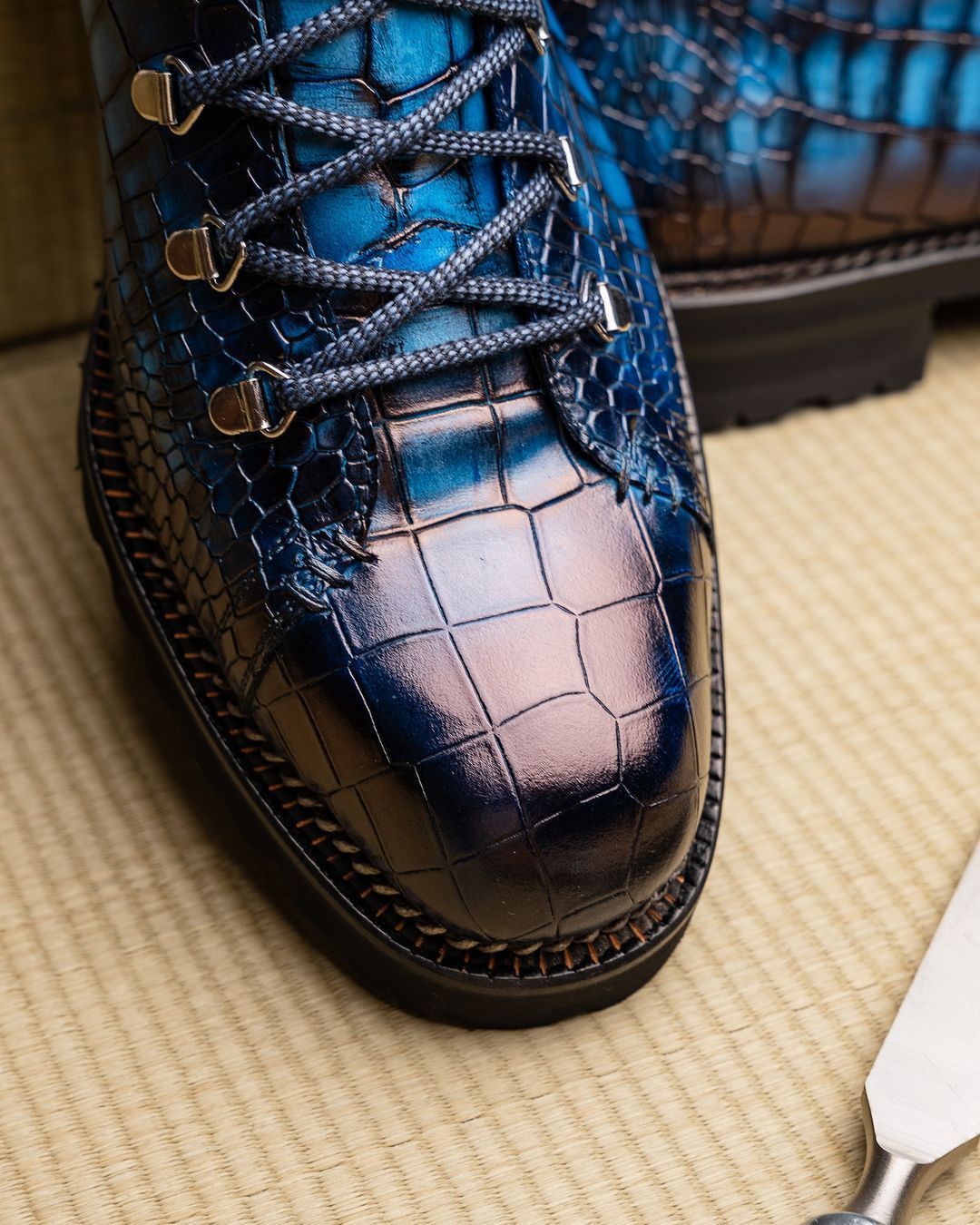 Lincoln Alligator Loafer - Ice Blue Patina