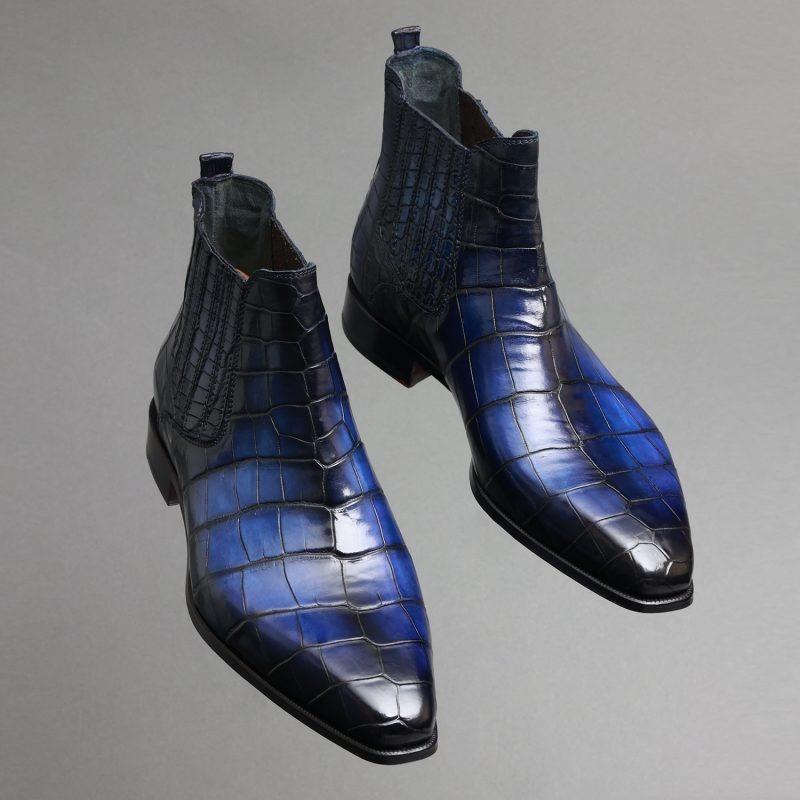Ultimate Chelsea Boots Night Blue Crocodile