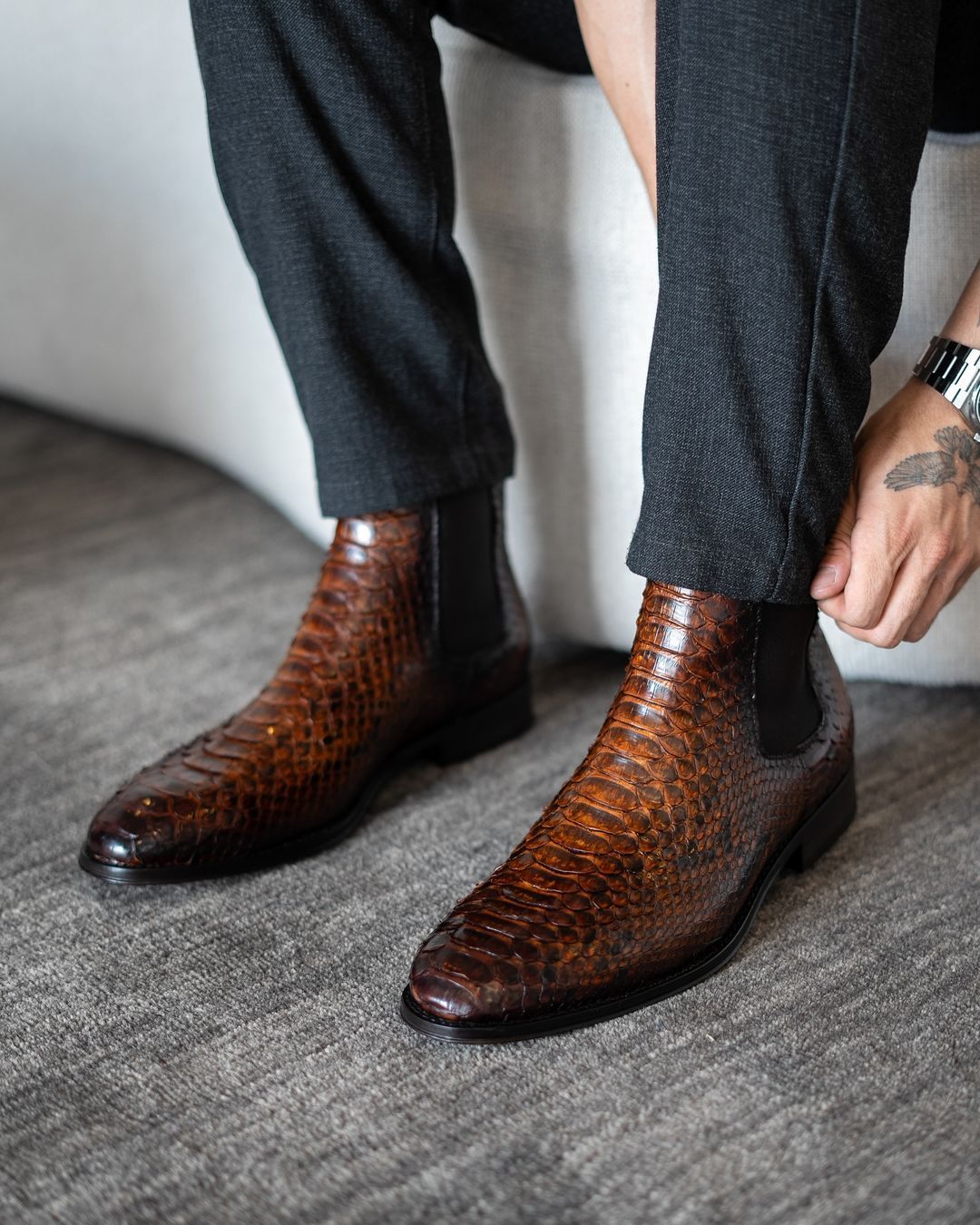 Italian Handmade Python Ankle Boots