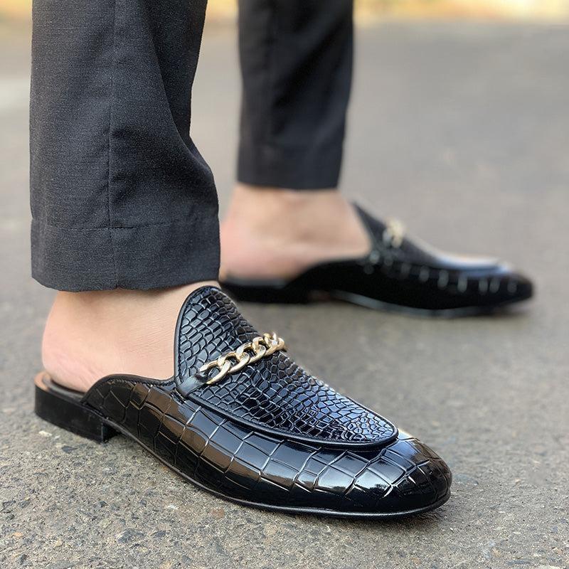 Pure Leather Handmade Mules-133 Black