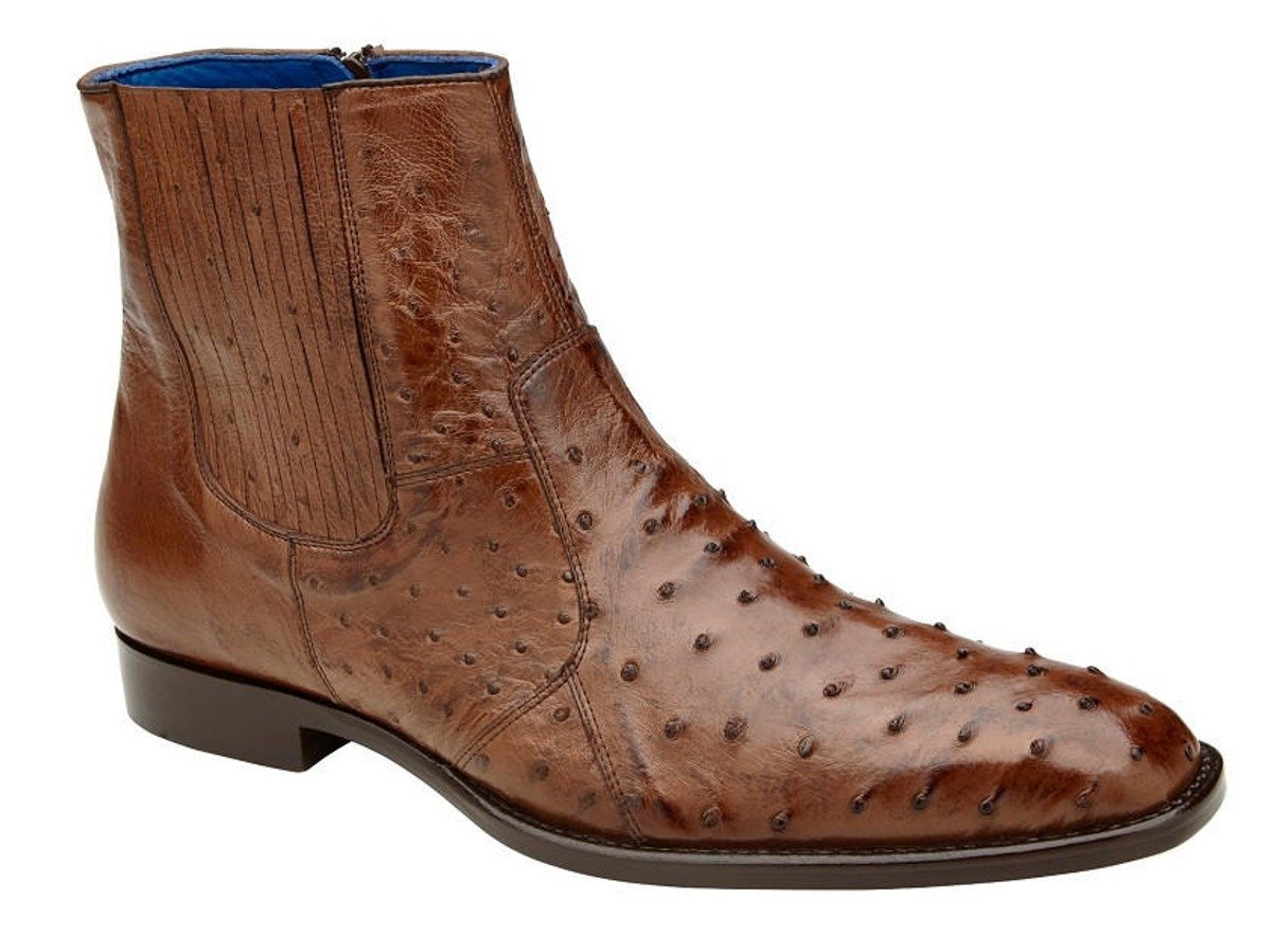 Belvedere Mens Brandy Brown Ostrich Chelsea Boot Roger