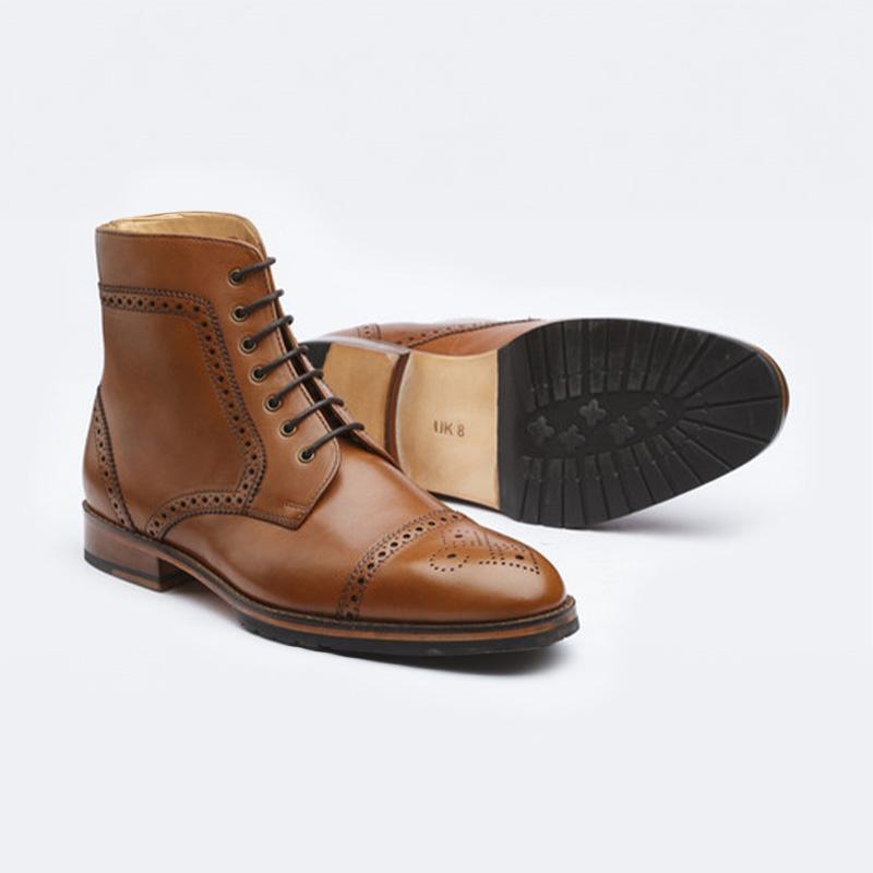 Men Round Toe Leather Short Boots