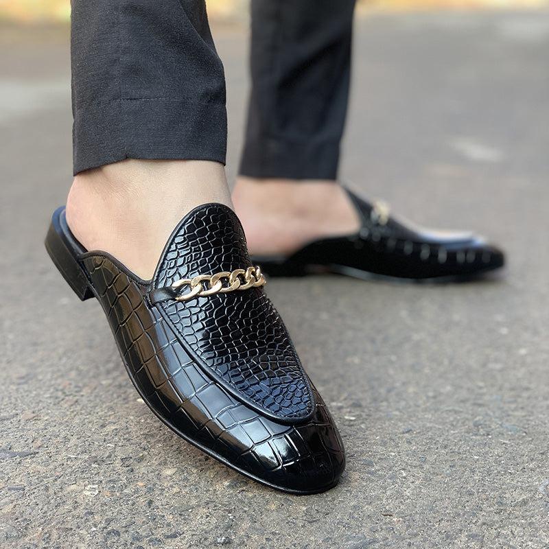 Pure Leather Handmade Mules-133 Black