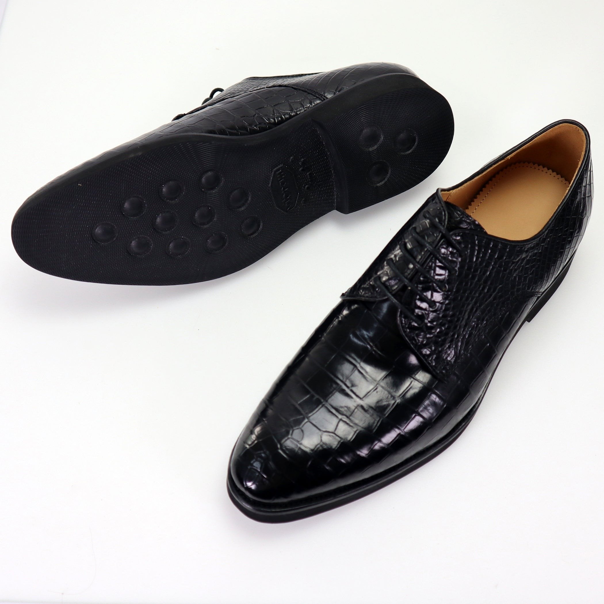 Belly Genuine Alligator Shoes Alligator Derby Perforated Lace-Up Dress Shoes
