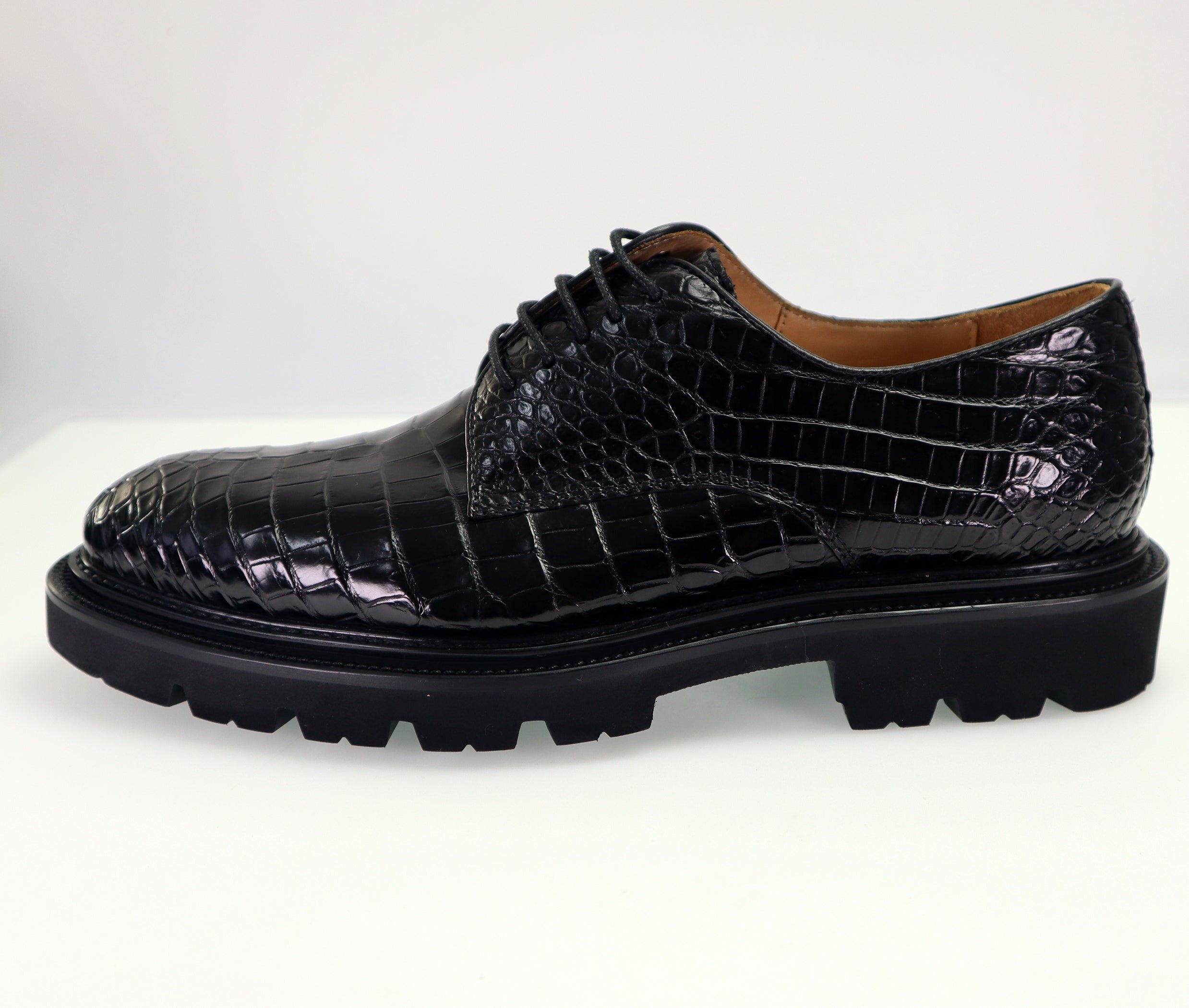 Genuine Alligator Leather Dress Shoes Lace Up Cap-Toe Brogue Shoes