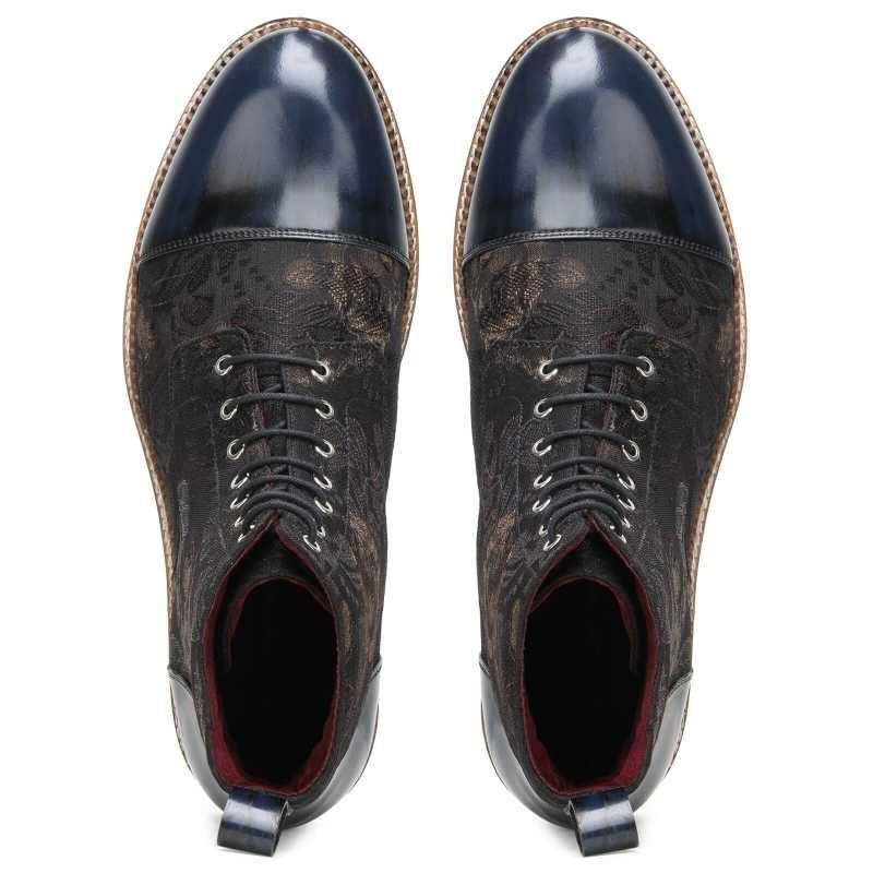 Jose Printed Laceup Boots - Black Blue