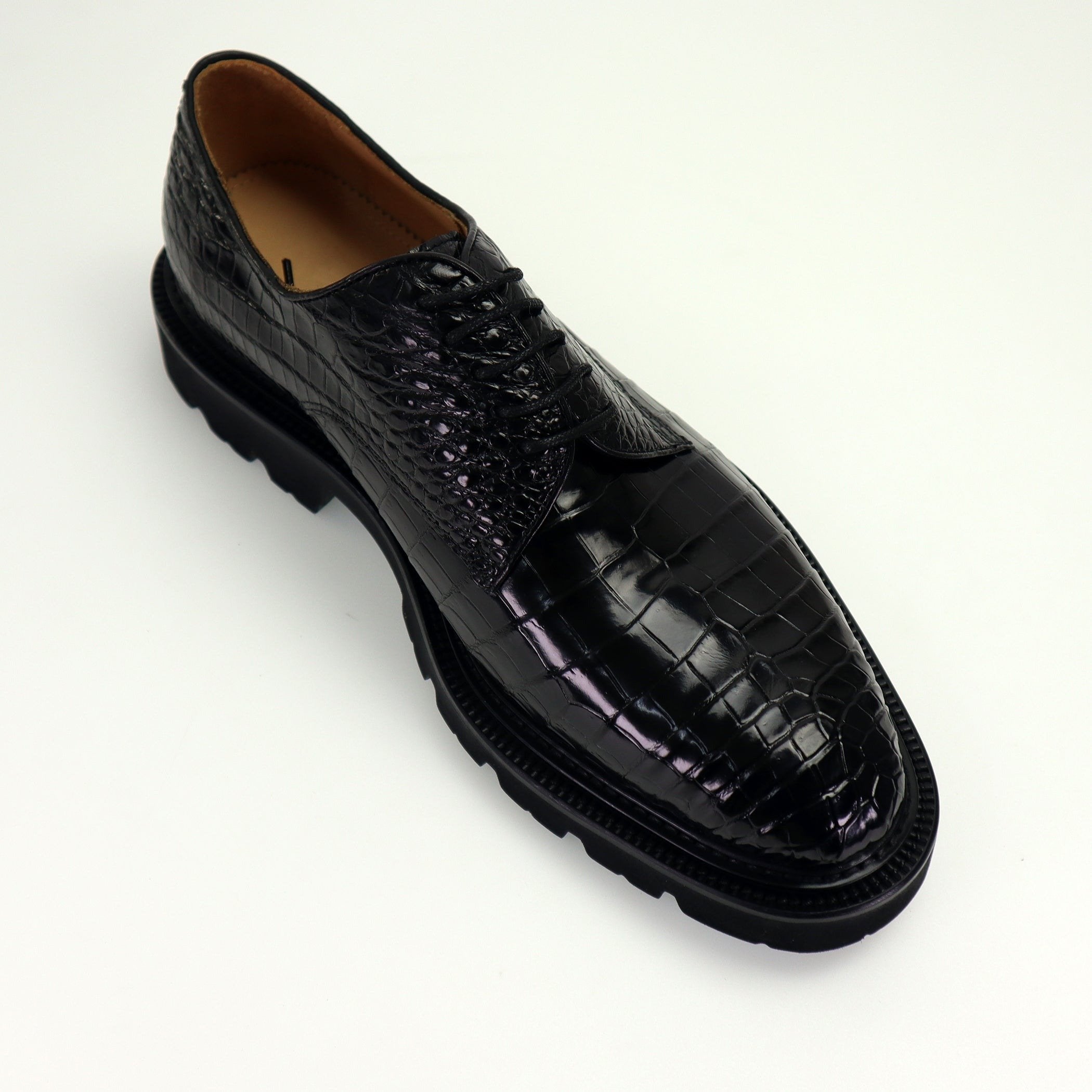 Genuine Alligator Leather Dress Shoes Lace Up Cap-Toe Brogue Shoes