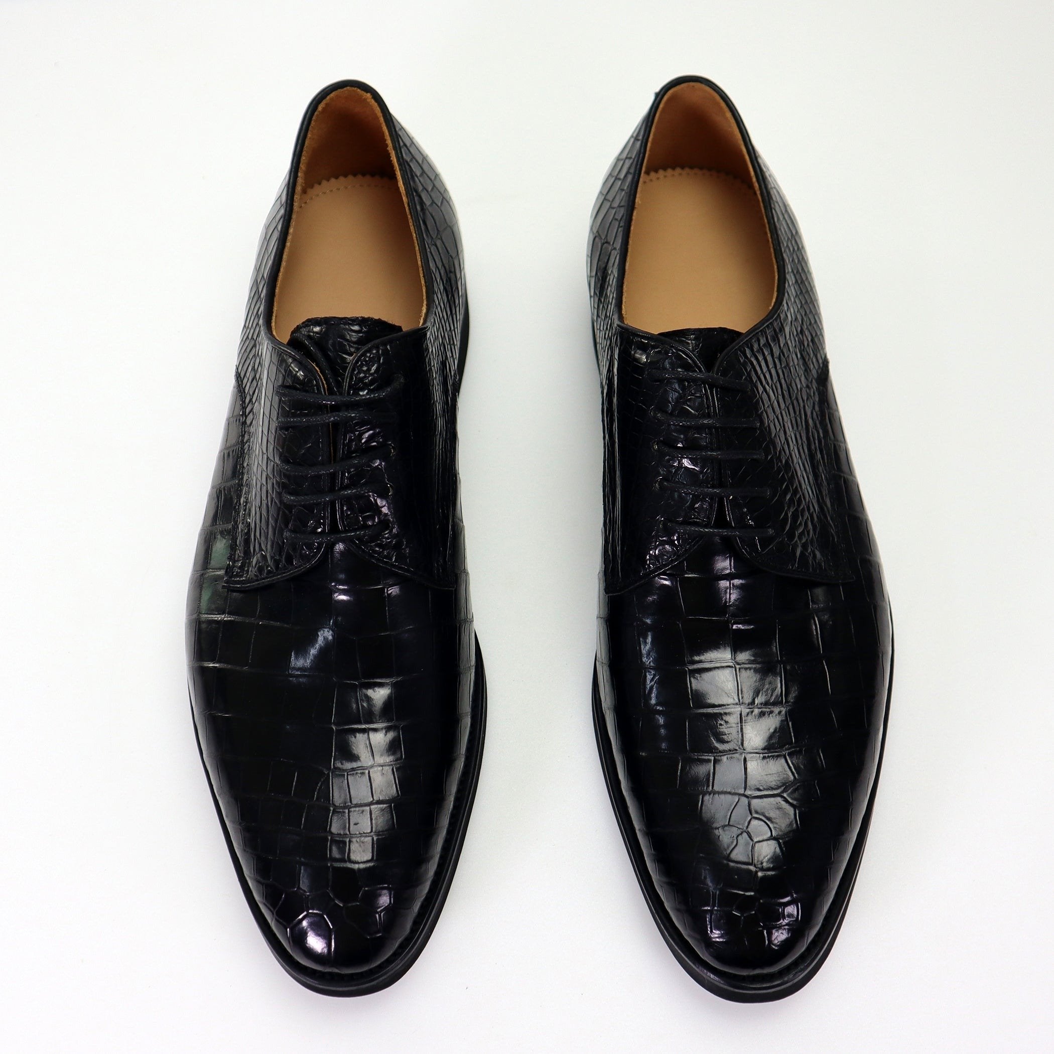 Belly Genuine Alligator Shoes Alligator Derby Perforated Lace-Up Dress Shoes